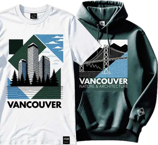 K108 Vancouver tee and hoodie