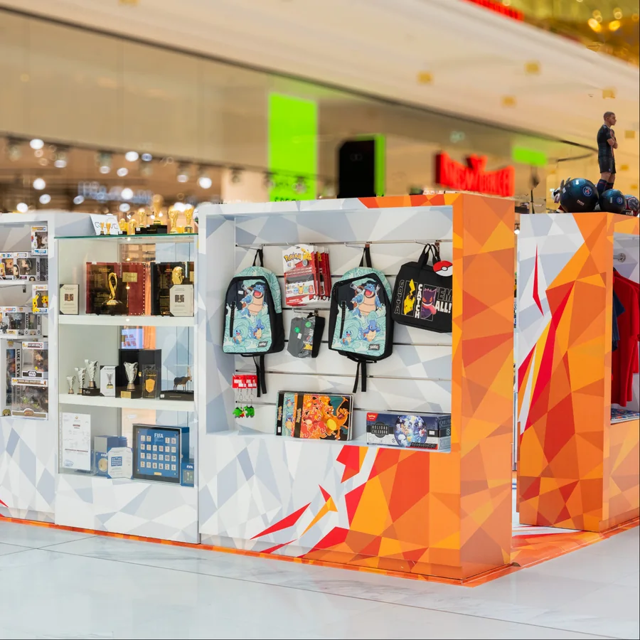 Licensed merchandise corner kiosk