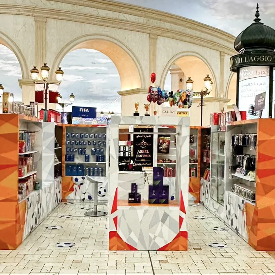 FIFA merchandise kiosk in a mall arcade